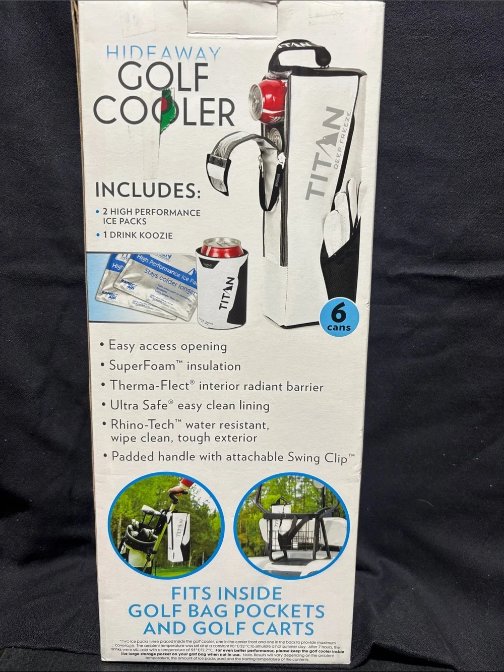Titan Deep Freeze Hideaway 6 can Golf Cooler, Rhino-Tech Exterior.